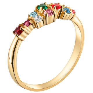 14K Gold over Sterling Mother's and Family Birthstone Ring