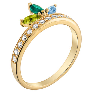 14K Gold over Sterling Marquise Birthstone and CZ Ring