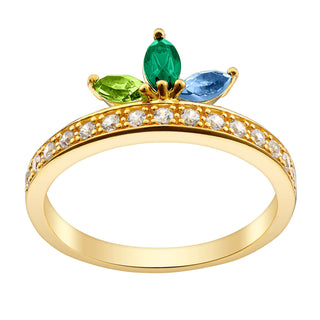 14K Gold over Sterling Marquise Birthstone and CZ Ring