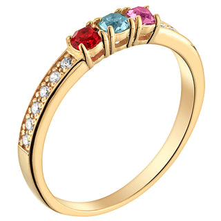 14K Gold over Sterling Round Birthstone and CZ Ring