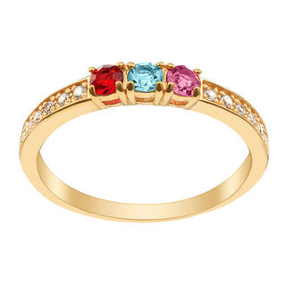 14K Gold over Sterling Round Birthstone and CZ Ring