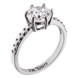 Minimal Silver Plated Round Cut Solitaire Engagement Ring