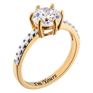 Minimal 14K Gold Plated Round Cut Solitaire Engagement Ring