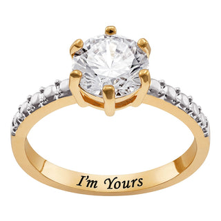 Minimal 14K Gold Plated Round Cut Solitaire Engagement Ring