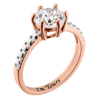 Minimal 14K Rose Gold Plated Round Cut Solitaire Engagement Ring