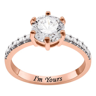Minimal 14K Rose Gold Plated Round Cut Solitaire Engagement Ring