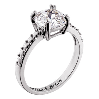 Minimal Silver Plated Cushion Cut Solitaire Engagement Ring