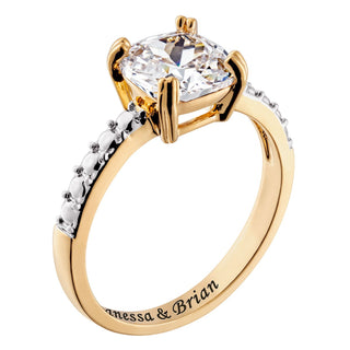 Minimal 14K Gold Plated Cushion Cut Solitaire Engagement Ring