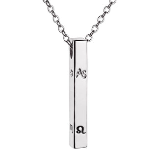 Silver Plated 3 Zodiac Symbol and Name 4 Sided Bar