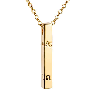 14K Gold Plated 3 Zodiac Symbol and Name 4 Sided Bar