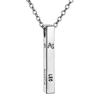 Silver Plated 3 Zodiac and Name 4 Sided Bar