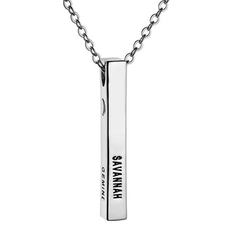 Silver Plated 3 Zodiac and Name 4 Sided Bar