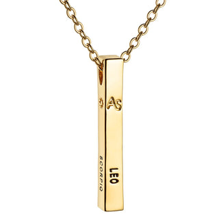 14K Gold Plated 3 Zodiac and Name 4 Sided Bar