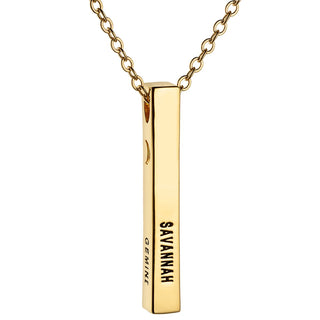 14K Gold Plated 3 Zodiac and Name 4 Sided Bar
