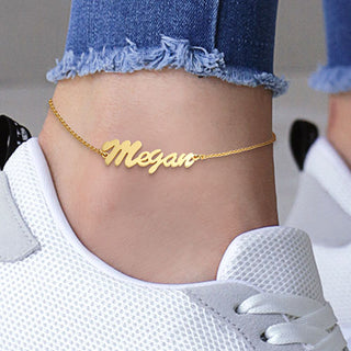 Stainless Steel Script Name Anklet