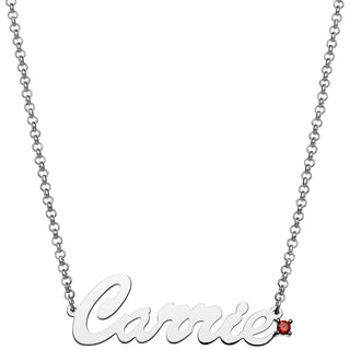 Personalized Script Name with Birthstone Accent Necklace