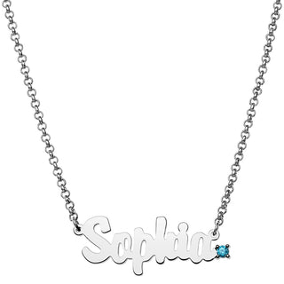 Personalized Script Name with Birthstone Accent Necklace