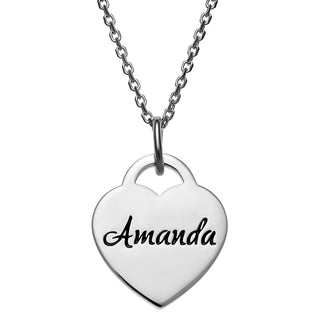 Sterling Silver Engraved Double Heart Necklace