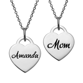 Sterling Silver Engraved Double Heart Necklace
