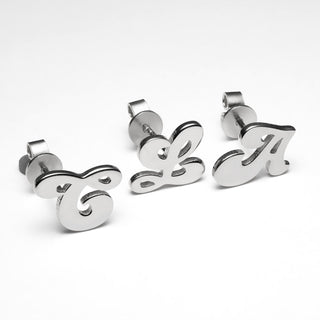 Sterling Silver Initial Button Earrings