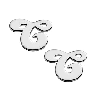 Sterling Silver Initial Button Earrings