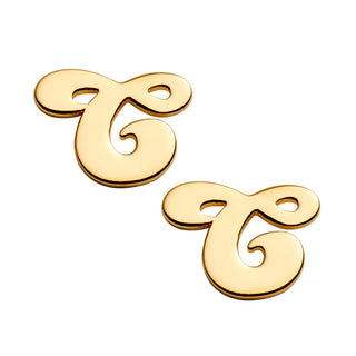 14K Gold over Sterling Initial Button Earrings