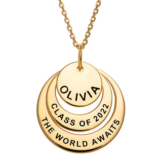 14K Gold over Sterling Graduation Nesting Circles Necklace