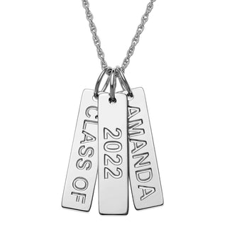 Sterling Silver Engraved Graduation 3 Tag Necklace