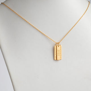 14K Gold over Sterling Engraved Graduation 3 Tag Necklace