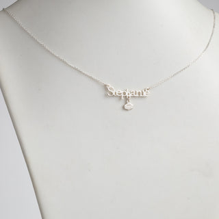 Sterling Silver Name with Graduation Cap Charm Necklace