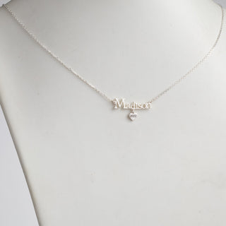 Sterling Silver Graduation Name with Heart Charm Necklace