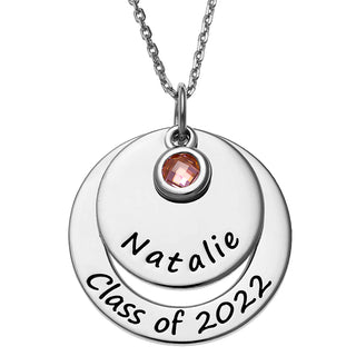 Sterling Silver Graduation Nesting Circles with Birthstone Necklace