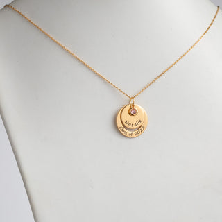 14K Gold over Sterling Graduation Nesting Circles with Birthstone Necklace