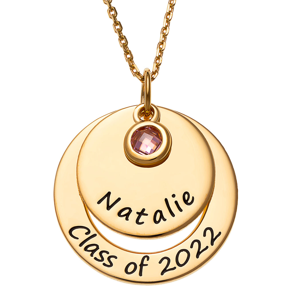 Gold over Sterling Graduation Nesting Circles with Birthstone Necklace ...