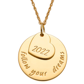 14K Gold over Sterling Graduation Follow Your Dreams Heart Necklace
