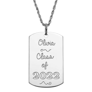 Sterling Silver Graduation Dog Tag Pendant