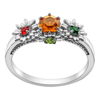 Sterling Silver Mother's Family Flower Birthstone Ring