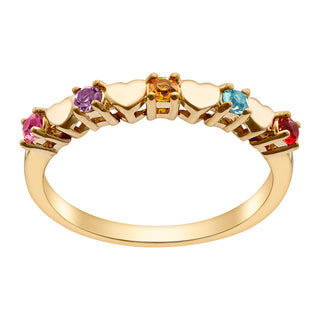 14K Gold over Sterling Petite Family Birthstone Hearts Ring