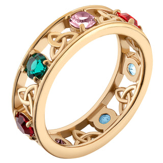 14K Gold over Sterling Family Celtic Birthstone Ring