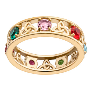 14K Gold over Sterling Family Celtic Birthstone Ring