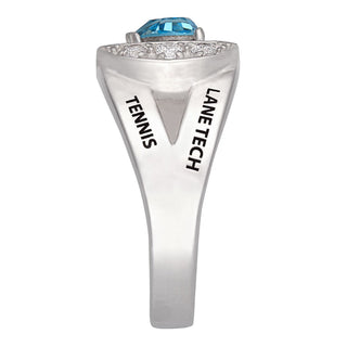 Sterling Silver Freestyle Heart Birthstone Class Ring with CZ