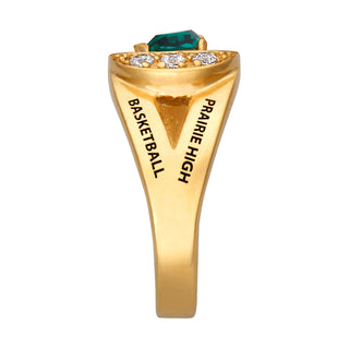 14K Gold over Sterling Freestyle Heart Birthstone Class Ring with CZ