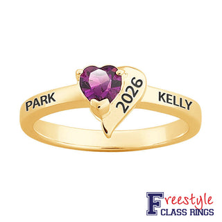 14K Gold over Sterling Freestyle Crystal Heart Birthstone Ring