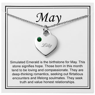 Silver Plated Engraved Birthstone Charm Necklace with Card