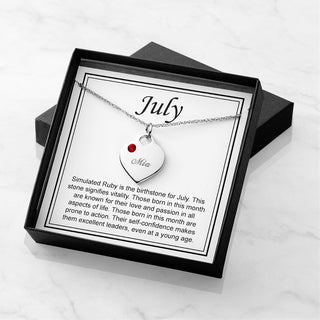 Silver Plated Engraved Birthstone Charm Necklace with Card