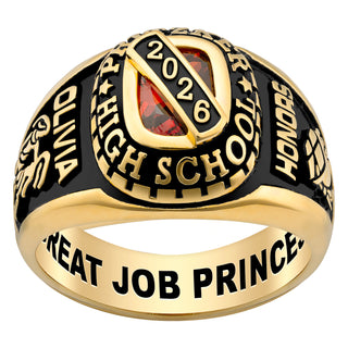 Ladies' 14K Gold Plated Celebrium Bridge Birthstone Class Ring
