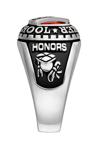 Ladies' Platinum over Sterling Silver Bridge Birthstone Class Ring