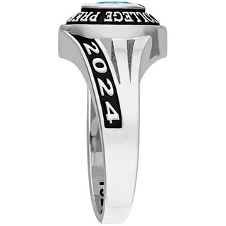 Ladies' Platinum over Sterling Silver Birthstone Traditional Class Ring