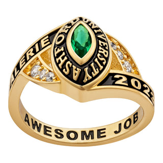 Ladies' Class Ring in Gold Over Celebrium Marquise Birthstone