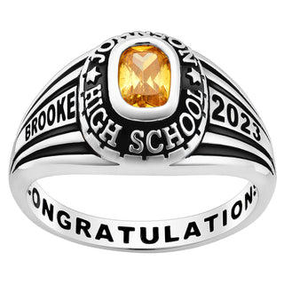 Ladies' Platinum Over Celebrium Traditional Class Ring